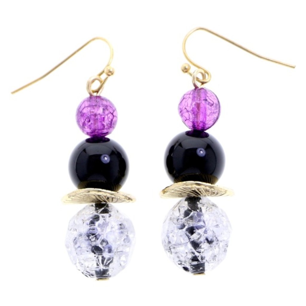 320 Catherines Black And Purple Beaded Dangles 10$